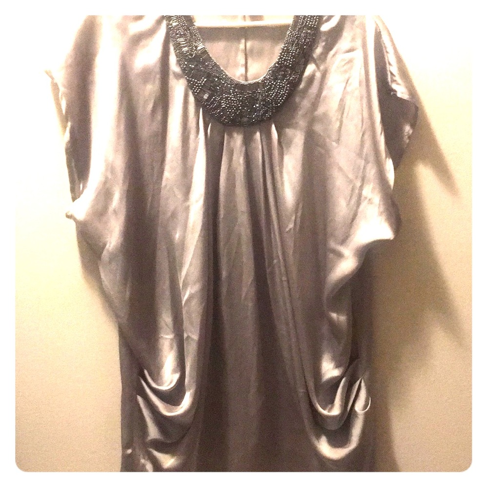Silver silk tunic dress